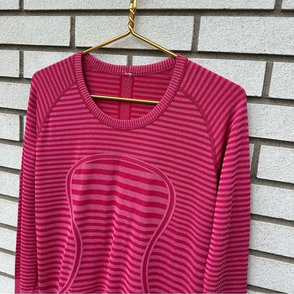 Lululemon Swiftly Tech Long Sleeve Crew Heathered Berry Rumble Pink Striped - Picture 2 of 12